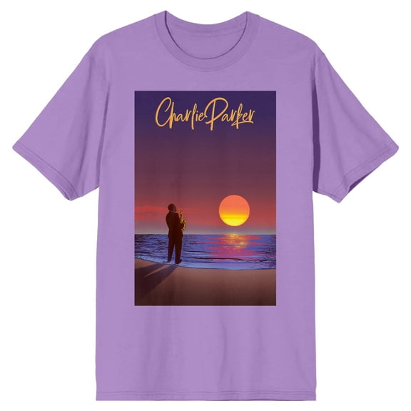 Charlie Parker Playing the Saxophone at Sunset Men's Lavender Short Sleeve Night Shirt-Small