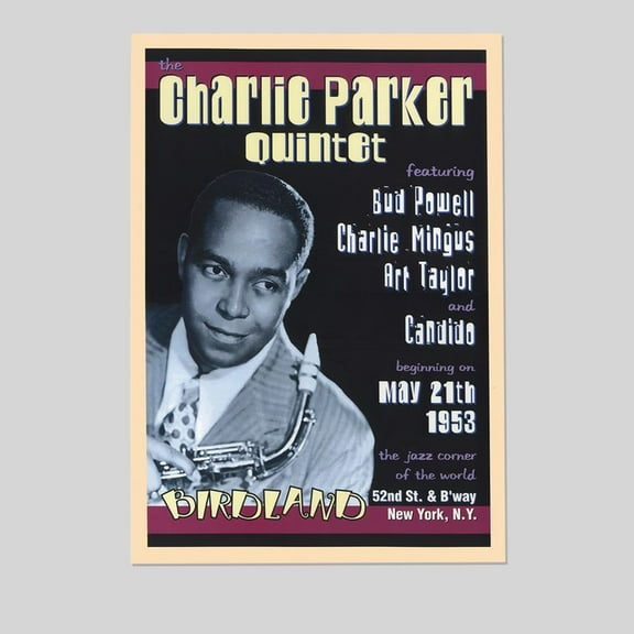 Charlie Parker Vintage Jazz Concert Poster Print Wall Decor Music African American Size 24''x36'' - Postora