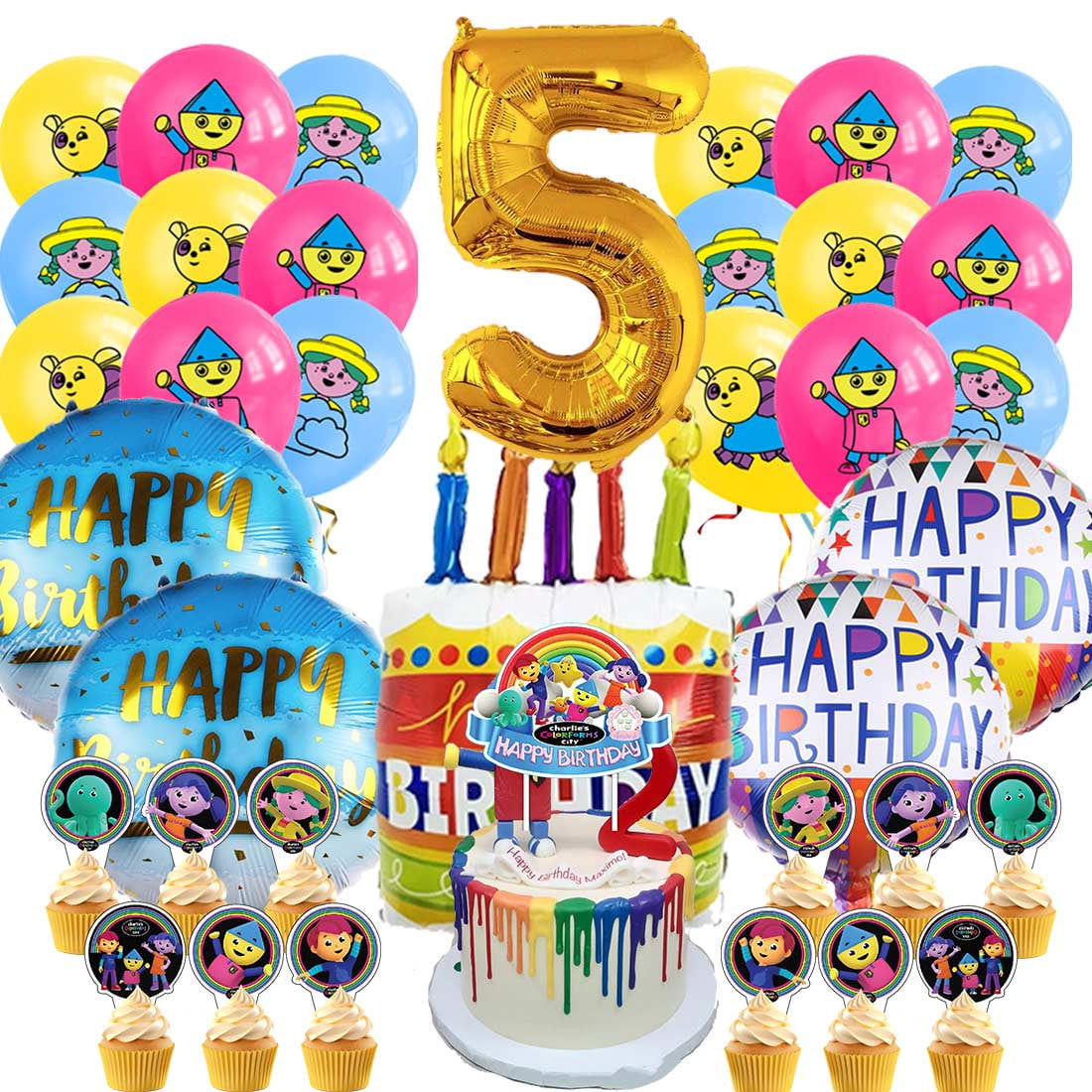 Charlie's Colorforms City Party Supplies 5th Decor Kit Balloons ...