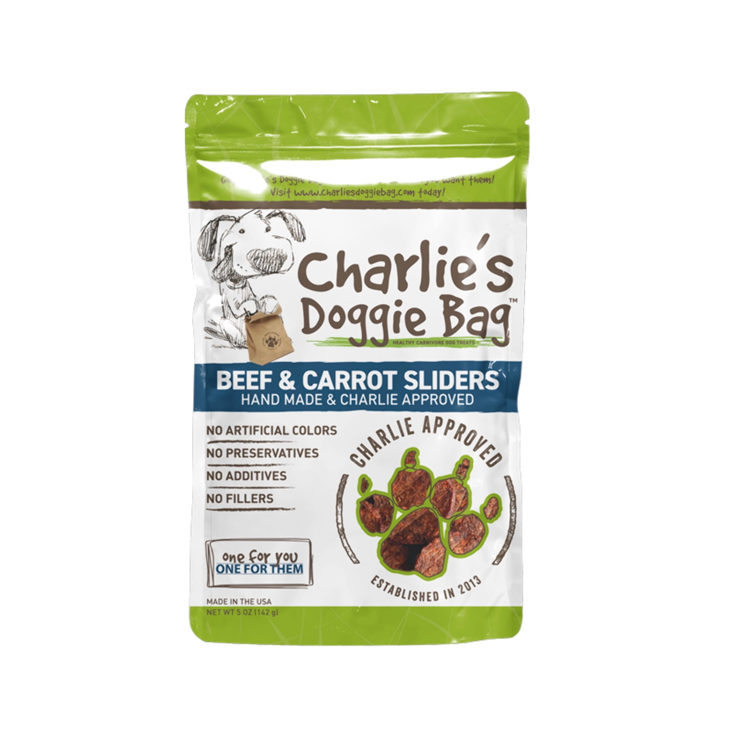 Charlie's Doggie Bag - Beef & Carrot Sliders, 5oz Bag