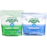 Charlies Soap Laundry Powder 300 Loads and Oxygen Powered Bleach Powder Variety Pack Pack of 2