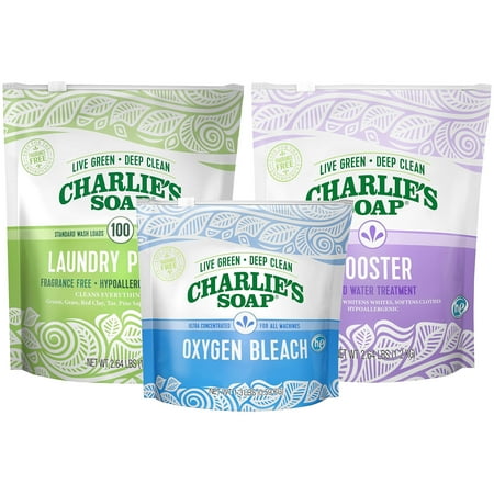 Charlie's Soap Laundry Powder Set Color Safe with Booster & Oxygen Bleach