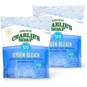 Charlie s Soap Oxygen Bleach Powder for Laundry & Household Cleaning, Color-Safe & Chlorine-Free Stain Remover, 4 lb Bags 120 Loads Each, 2 Pack