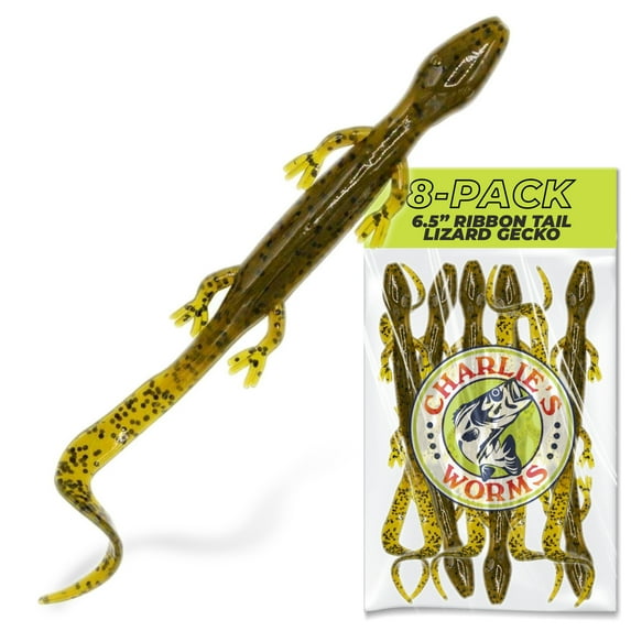 Charlie's Worms Lizard Gecko, Scented, Soft Bait for Freshwater Saltwater, 8pk