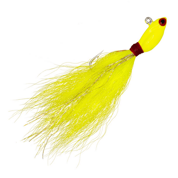Charlie's Worms Potbelly Bucktail Jig in sizes 1/4oz, 3/8oz, and 1/2oz. Hand-Tied Fishing Lure for Freshwater Saltwater and Bass Fishing