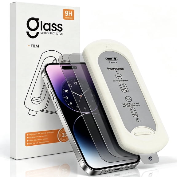 Charlore 2 Pack Privacy Screen Protector for iPhone 16, 28 Degree Anti-Spy, 9H Hardness, Full Coverage Shatterproof Tempered Glass with Auto-Align Install Kit
