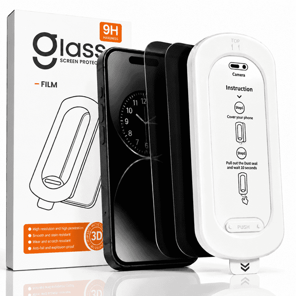 2 Pack Privacy Screen Protector for iPhone 16 Pro Max, 9H Tempered Glass, 28° Anti-Spy, Easy Installation Frame, Case-Friendly Design
