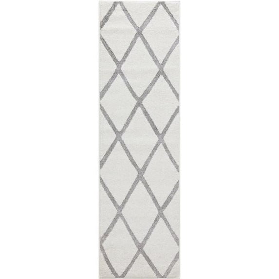 Charlotte 48022 2 ft. x 7 ft. 3 in. Diamond Runner Rug, Ivory