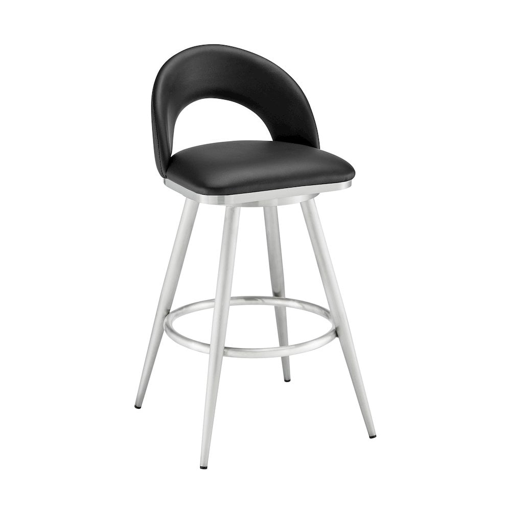 Charlotte 26" Black Faux Leather Swivel Counter Stool