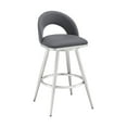 thumbnail image 1 of Charlotte 26" Swivel Counter Stool in Brushed Stainless Steel and Gray Faux Leather, 1 of 7