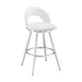 thumbnail image 1 of Charlotte 26" Swivel Counter Stool in Brushed Stainless Steel with White Faux Leather, 1 of 8