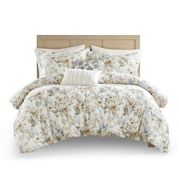 Charlotte 5 Piece Cotton Sateen Print Duvet Set