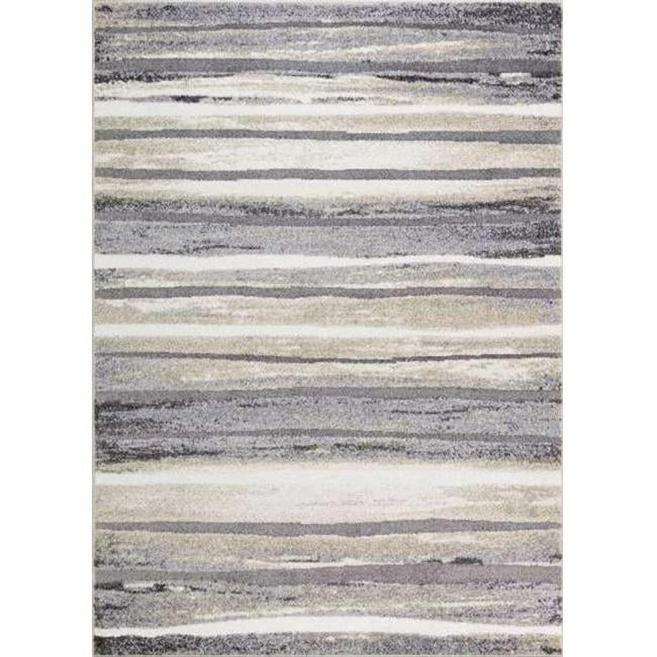 Charlotte Soft Gray and Beige Striped Medium Pile Area Rug