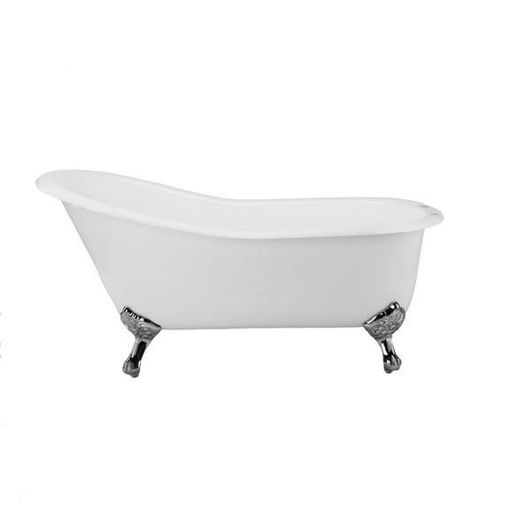 Charlotte 54 Inch Cast Iron Slipper Clawfoot Tub - Rim Faucet Drillings