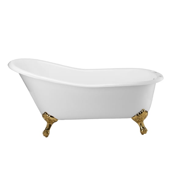 Charlotte 54 Inch Cast Iron Slipper Clawfoot Tub - Rim Faucet Drillings