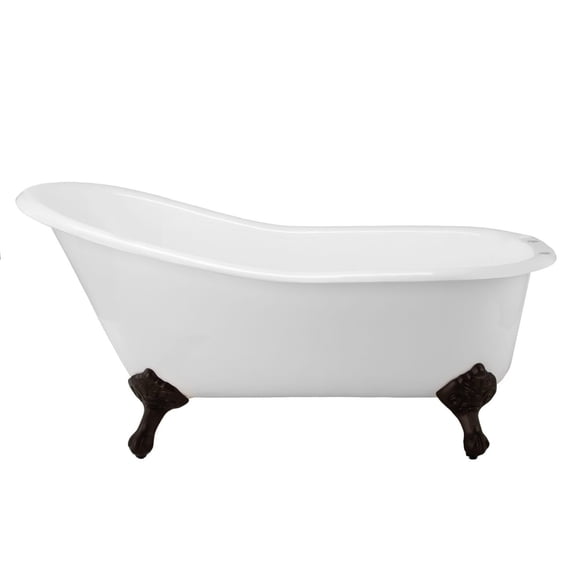 Charlotte 57 Inch Cast Iron Slipper Clawfoot Tub - Rim Faucet Drillings