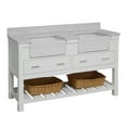 thumbnail image 1 of Charlotte 60" Double Farmhouse Bathroom Vanity with White Cabinet and Engineered Carrara Top, 1 of 6
