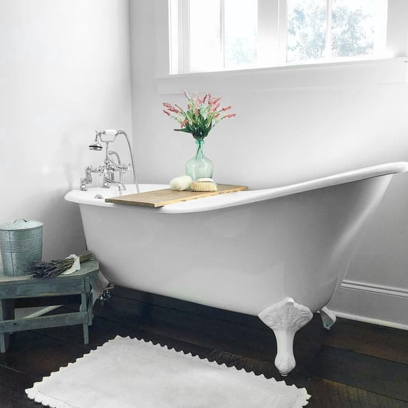 Charlotte 60 Inch Cast Iron Slipper Clawfoot Tub - Rim Faucet Drillings