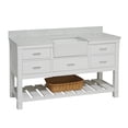 thumbnail image 1 of Charlotte 60" Single Farmhouse Bathroom Vanity with White Cabinet and Engineered Carrara Top, 1 of 6
