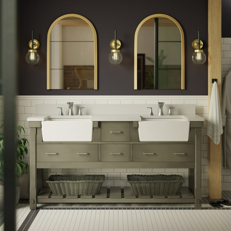 Farmhouse 60 in Double Sink Bathroom Vanity in Grey