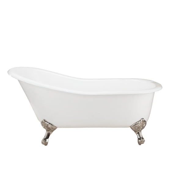 Charlotte 72 Inch Cast Iron Slipper Clawfoot Tub - Rim Faucet Drillings