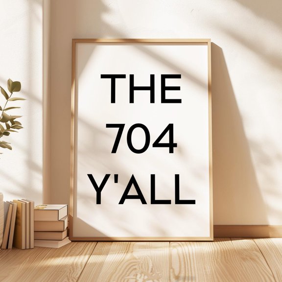 Charlotte Area Code Typography Wall Art Decor Unframed Paper Print