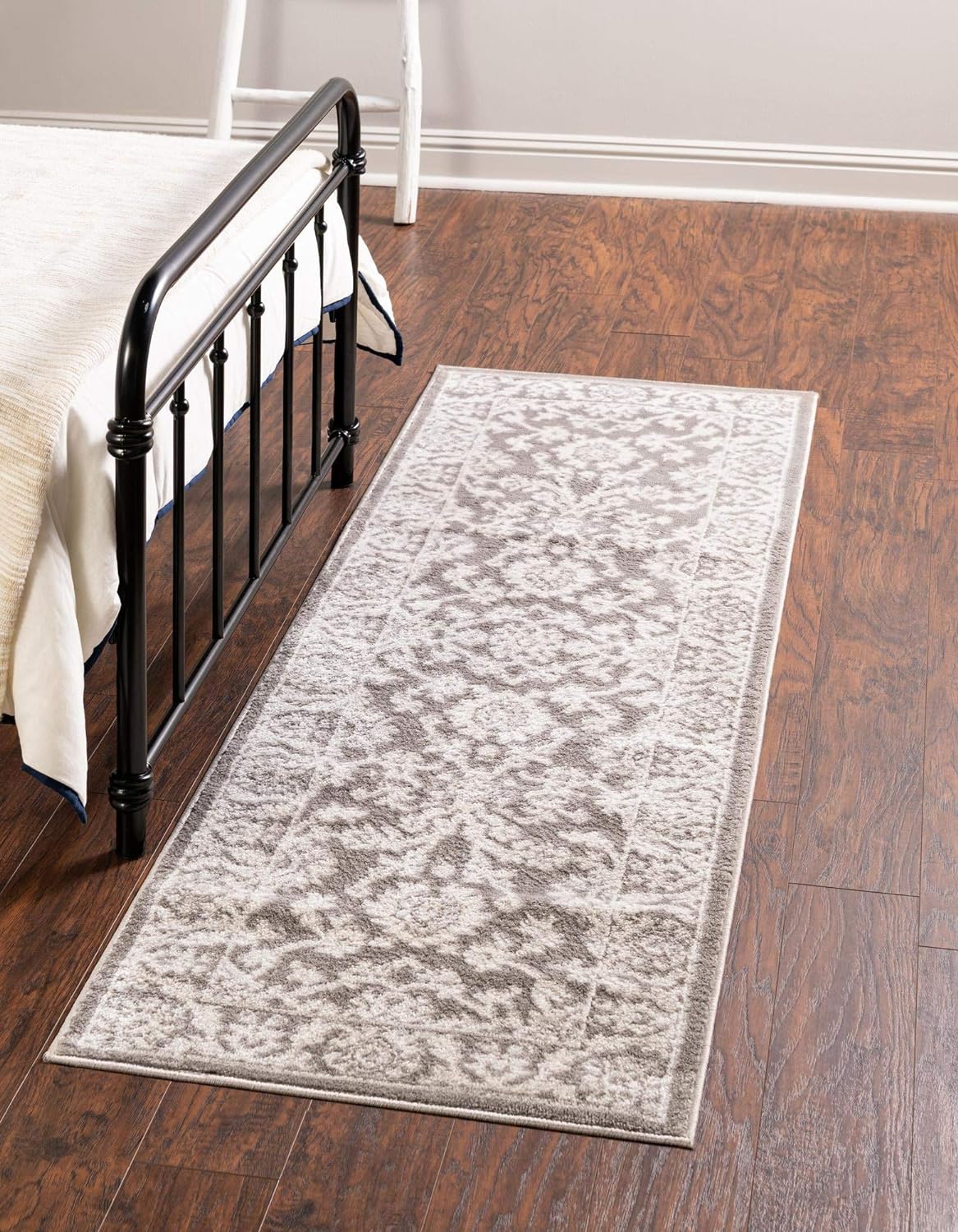 Charlotte Collection Rug 6 Ft Runner Light Gray LowPile Rug Perfect