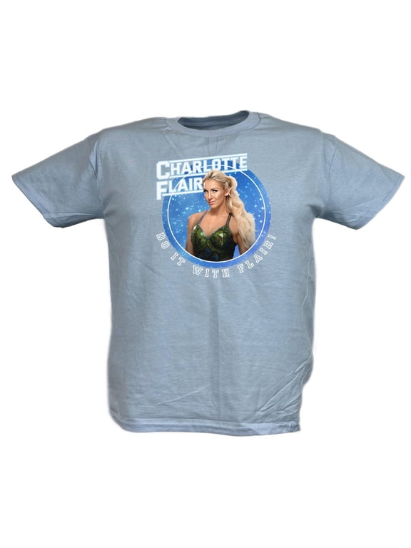 Charlotte Do It With Flair WWE Youth Kids Blue T-shirt