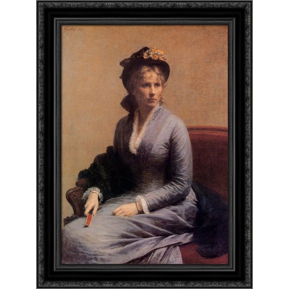 Charlotte Dubourg 20x24 Black Ornate Wood Framed Canvas Art by Fantin Latour, Ignace Henri Jean Theodore