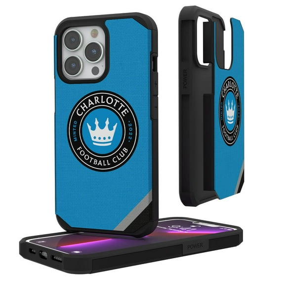 Charlotte FC iPhone Diagonal Stripe Design Rugged Case