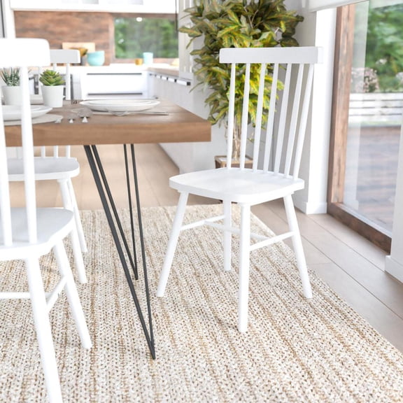 Flash Furniture Charlotte Farmhouse 2-Tier Console Accent Table - Brushed White Finish Engineered Wood Frame - Warm Oak Finish Tabletop - For Entryway or Living RoomNative AmericanNative
