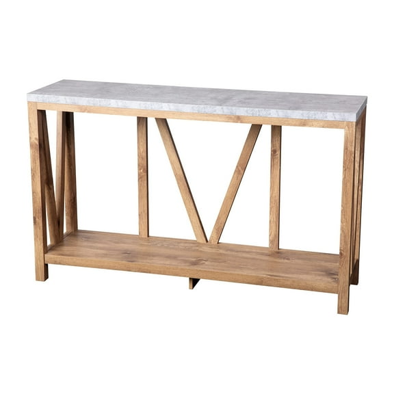Flash Furniture Charlotte Engineered Wood Console Table in Warm Oak/Concrete
