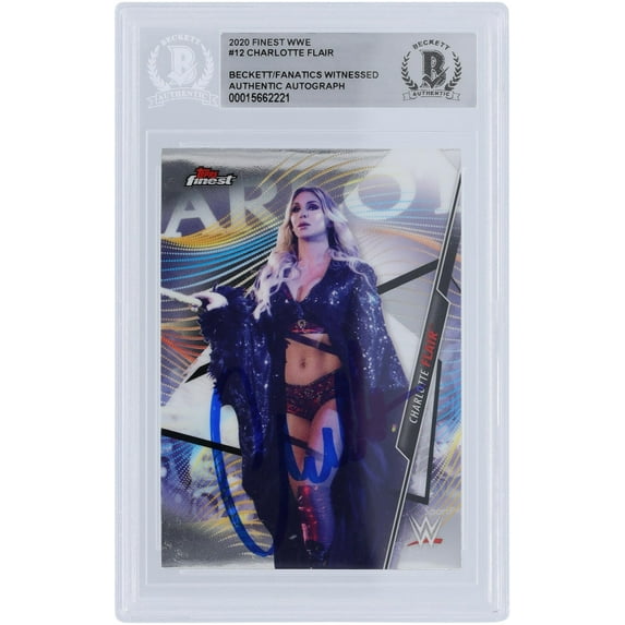 Charlotte Flair WWE Autographed 2020 Topps Finest #12 Beckett Fanatics Witnessed Authenticated Card - Fanatics Authentic Certified