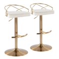 thumbnail image 1 of Charlotte Glam Adjustable Barstool with Swivel in Gold Metal and Cream Velvet with Rounded T Footrest by LumiSource - Set of 2, 1 of 4