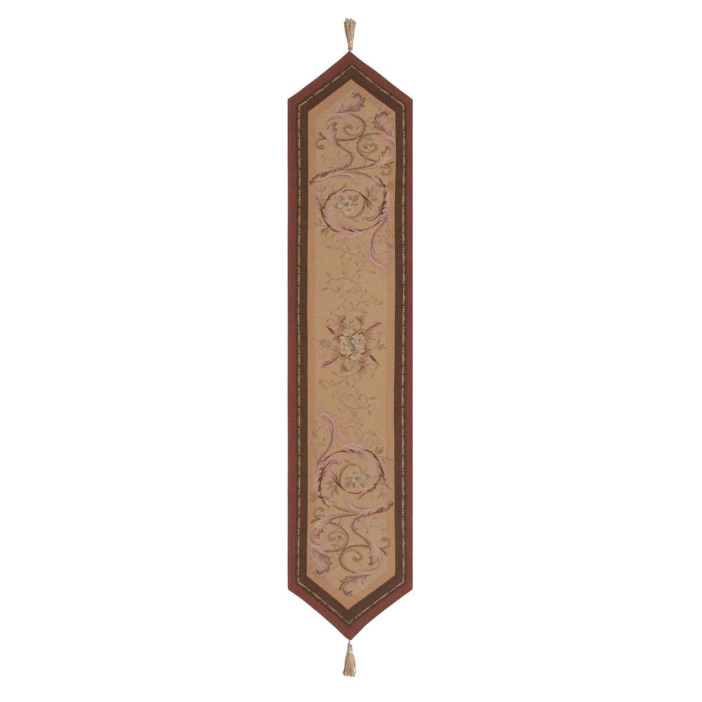 Orleans Floral Beige and Red Wool Table Runner