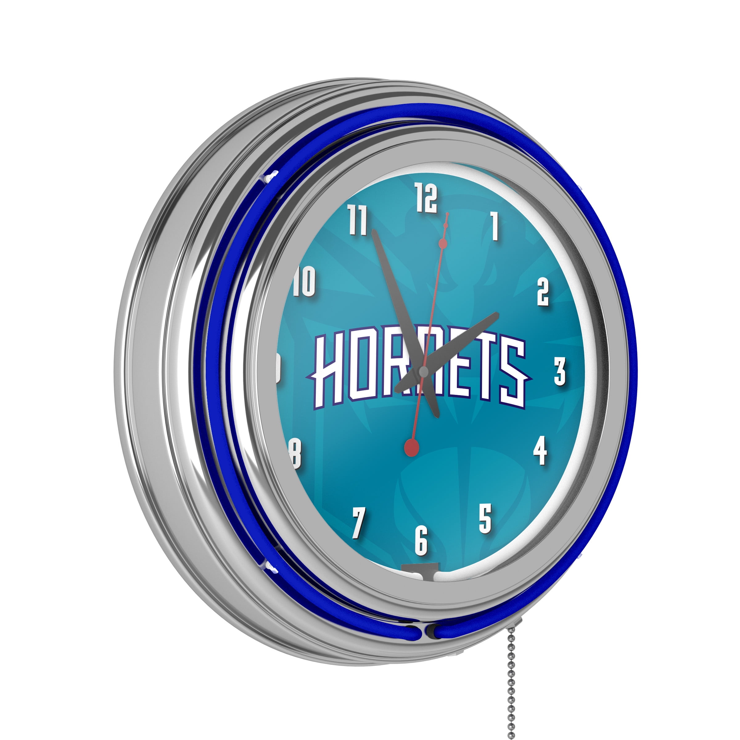 Charlotte Hornets Fade Retro Neon Analog Wall Clock with Pull Chain