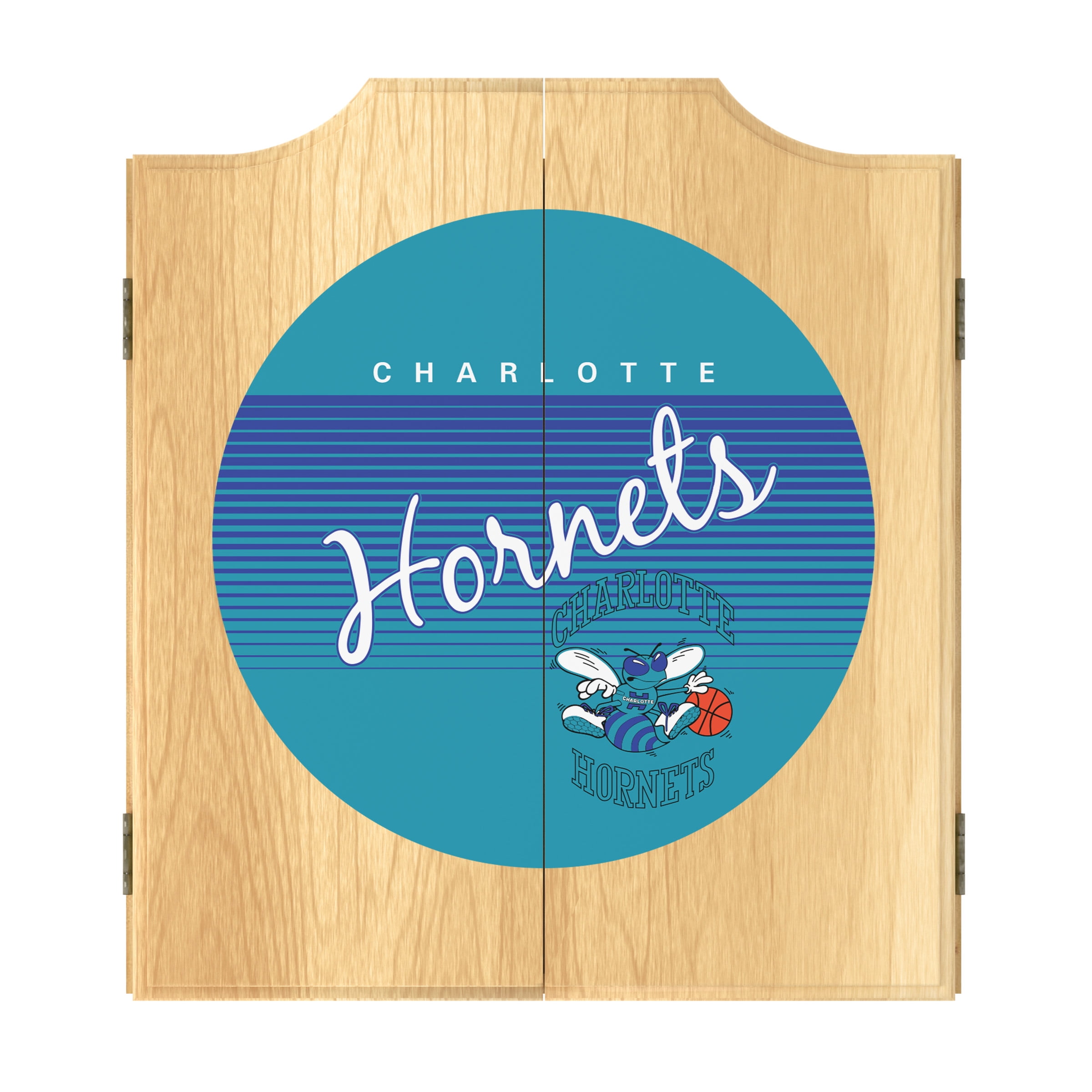 Charlotte Hornets Hardwood Classics Dart Board Cabinet Set with 6 Steel Tip Darts