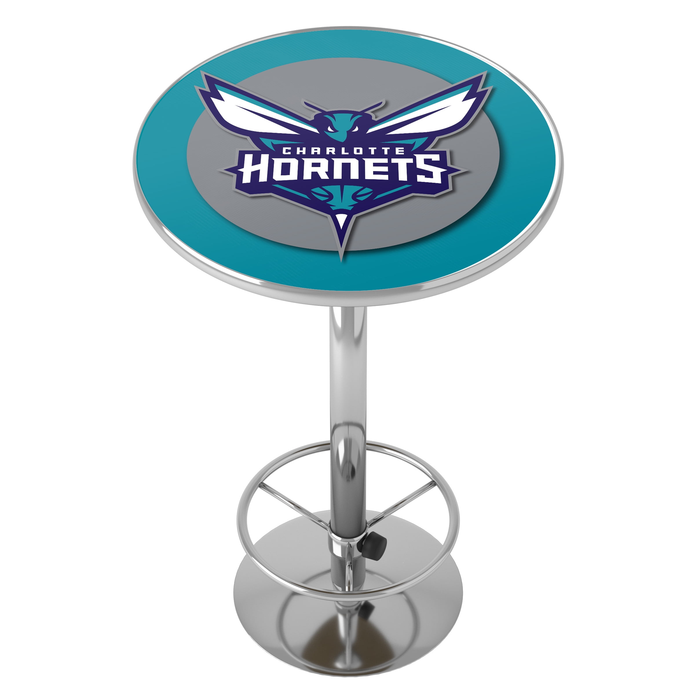 Charlotte Hornets Logo Bar Table with Adjustable Footrest and Acrylic Top