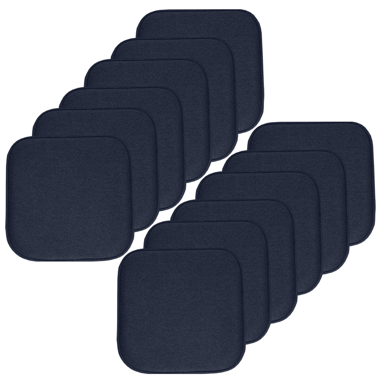 Charlotte Jacquard Cover Memory Foam Chair Pads 12 Pack Navy