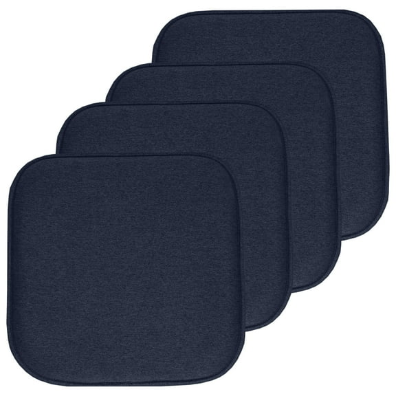 Charlotte Jacquard Cover Memory Foam Chair Pads 4 Pack Navy