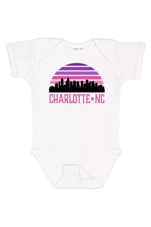 Charlotte North Carolina Gifts Skyline Infant Creeper Travel Vacation Bodysuit Cute Baby Onesie, BABY BODYSUIT LAT 4424