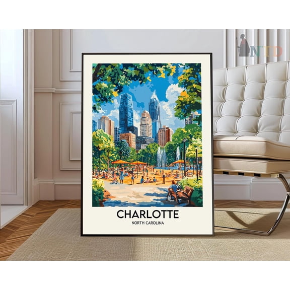 Charlotte North Carolina Poster, Unframed Paper Poster 8x10in