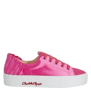Charlotte Olympia Ladies Pink Sneaker Satin W Pleat Bk, Brand Size 36 ( US Size  6 )