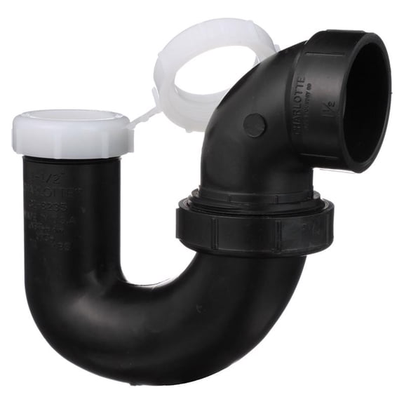 Charlotte Pipe P-Trap ABS DWV - Black Plastic - 1.5" x 1.25"