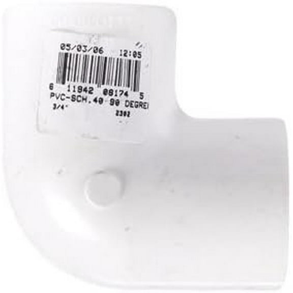 Charlotte Pipe 90 Degree Elbow 3/4 " White Pvc Schedule 40