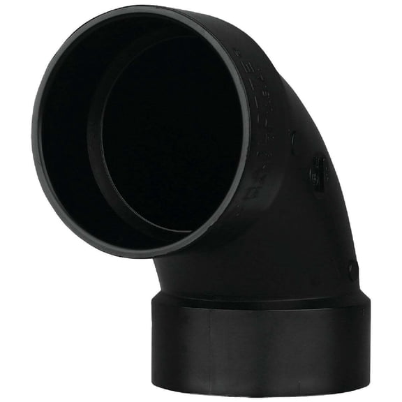 Charlotte Pipe ABS DWV 90 Degree Elbow Fitting - Lightweight, Smooth Finish - 3", Black
