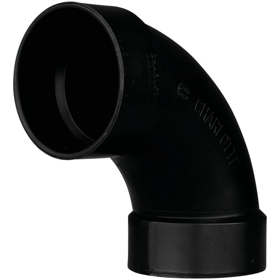 Charlotte Pipe Elbow Abs/Dwv, Long Sweep 4 " 90 Deg. Black  Residential Use, Standard Application