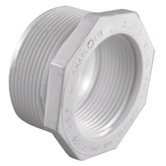 Charlotte Pipe & Found PVC 02112 3200 Pvc Reducer Bushing White 1-1/2" X 1"