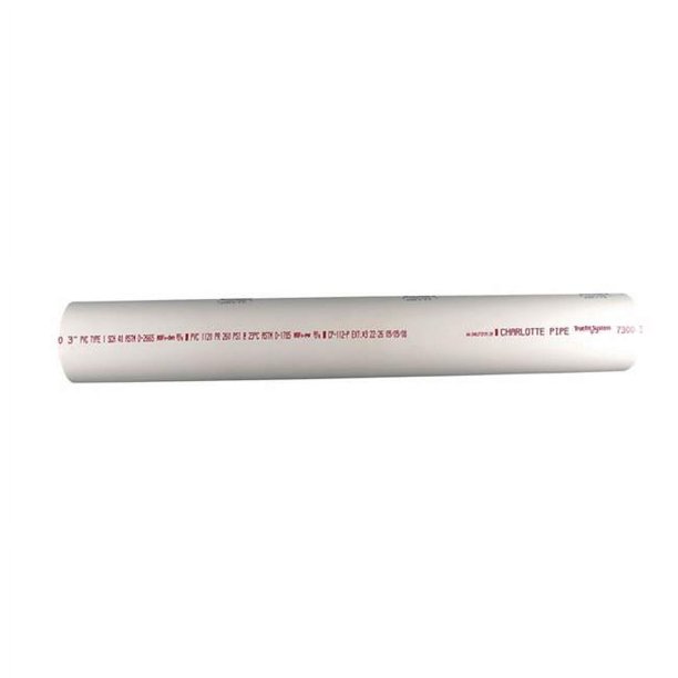 Charlotte Pipe & Found PVC 04007 0200 Schedule 40 PVC Solid Pipe, White