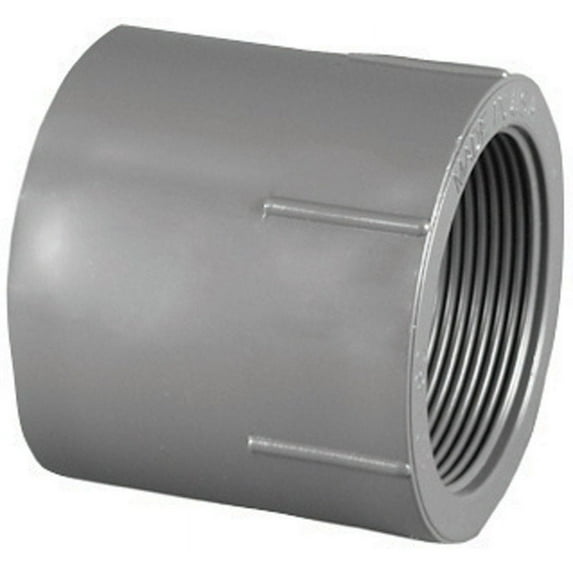 Charlotte Pipe & Foundry PVC 08101 1400HA Pipe Fitting, PVC FPT Adapter, Gray, Slip x Thread, 1-In.